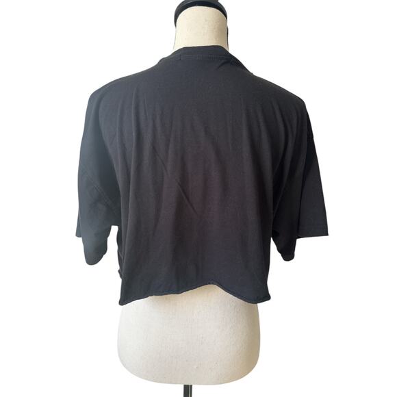 PLAYBOY X Missguided Black Crop Short Sleeve Top Oversized Women's Size 8 M/L - Picture 3 of 6